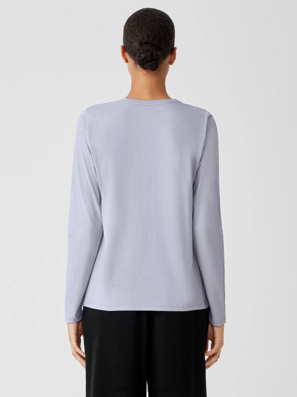 EILEEN FISHER Organic Pima Cotton Jersey Long-Sleeve Tee Easy Fit Basic Length Women DELPHINE Clothing 024FN330