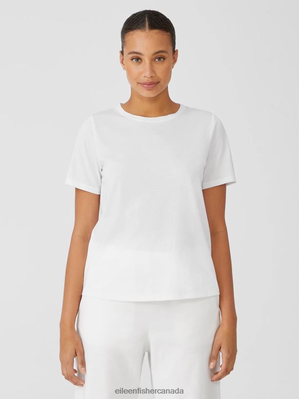 EILEEN FISHER Organic Pima Cotton Jersey Round Neck Tee Easy Fit Basic Length Women BLACK Clothing 024FN314