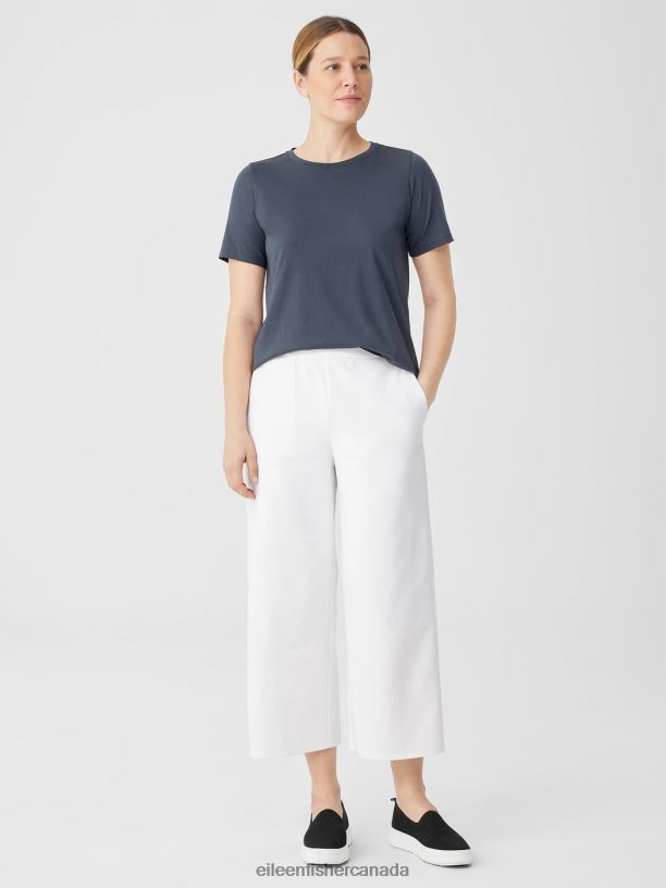 EILEEN FISHER Organic Pima Cotton Jersey Round Neck Tee Slim Fit Basic Length Women BLACK Clothing 024FN150