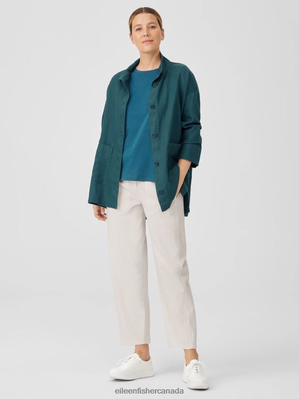 EILEEN FISHER Organic Pima Cotton Jersey Round Neck Tee Slim Fit Basic Length Women PACIFICA Clothing 024FN154