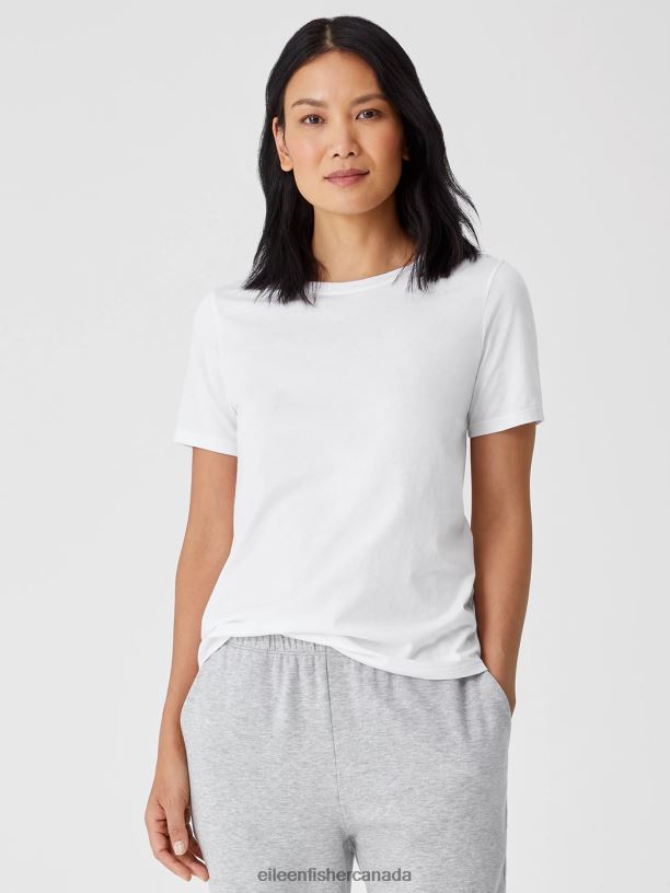 EILEEN FISHER Organic Pima Cotton Jersey Short-Sleeve Tee Easy Fit Basic Length Women BLACK Clothing 024FN326