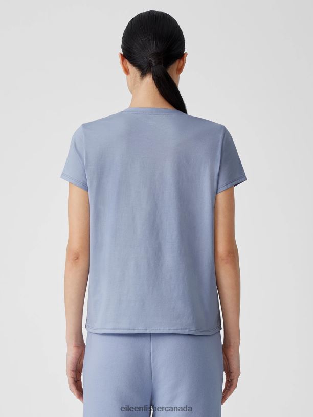EILEEN FISHER Organic Pima Cotton Jersey V-Neck Tee Easy Fit Basic Length Women DELPHINE Clothing 024FN325