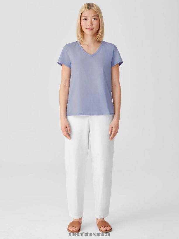 EILEEN FISHER Organic Pima Cotton Jersey V-Neck Tee Easy Fit Basic Length Women DELPHINE Clothing 024FN325