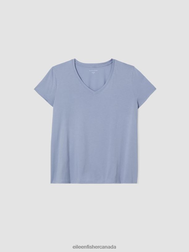 EILEEN FISHER Organic Pima Cotton Jersey V-Neck Tee Easy Fit Basic Length Women DELPHINE Clothing 024FN325
