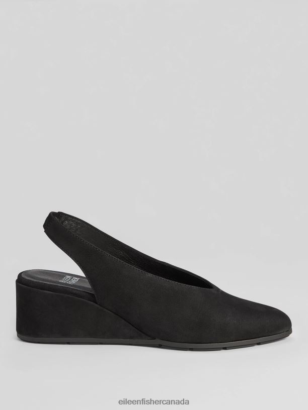 EILEEN FISHER Devi Tumbled Nubuck LeatherSlingback Women BLACK Shoes 024FN1078