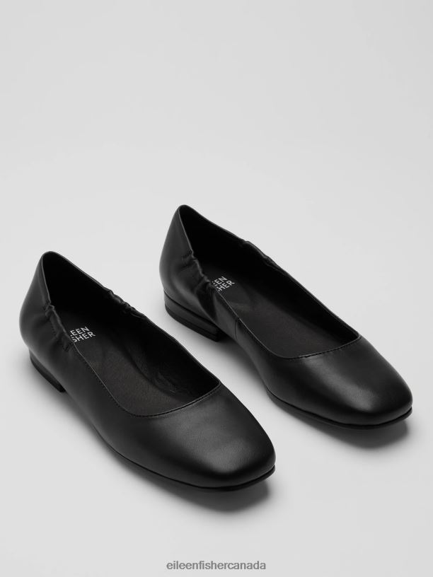 EILEEN FISHER Selle Nappa Leather Ballet Flat Women BLACK Shoes 024FN1074