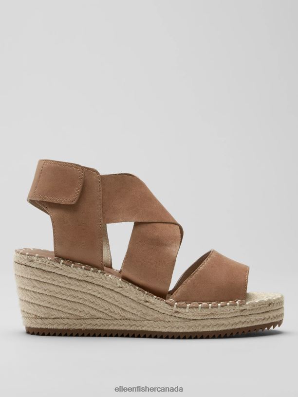 EILEEN FISHER Willow Tumbled Leather Wedge Espadrille Women HONEY Shoes 024FN1055