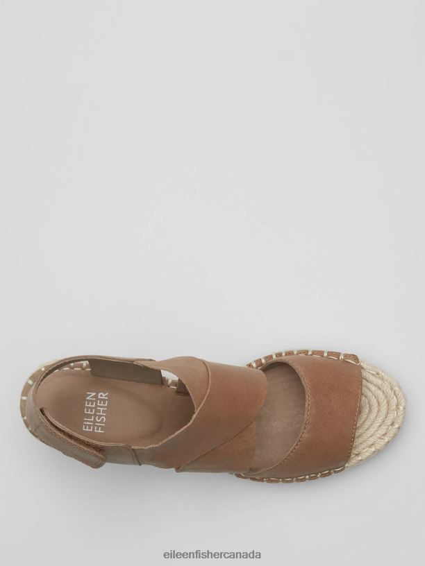 EILEEN FISHER Willow Tumbled Leather Wedge Espadrille Women HONEY Shoes 024FN1055