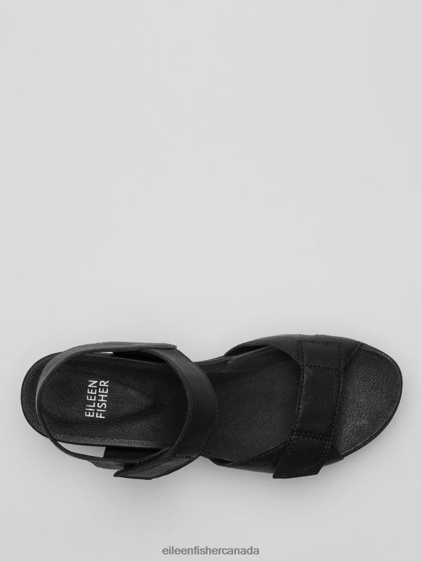 EILEEN FISHER Calo Tumbled Nubuck Wedge Sandal Women BLACK Shoes 024FN1050