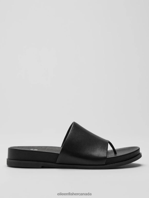 EILEEN FISHER Duet Tumbled Leather Sandal Women BLACK Shoes 024FN1041