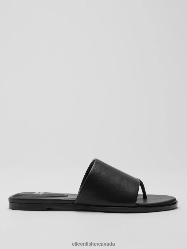 EILEEN FISHER Edge Leather Slide Sandal Women BLACK Shoes 024FN1037