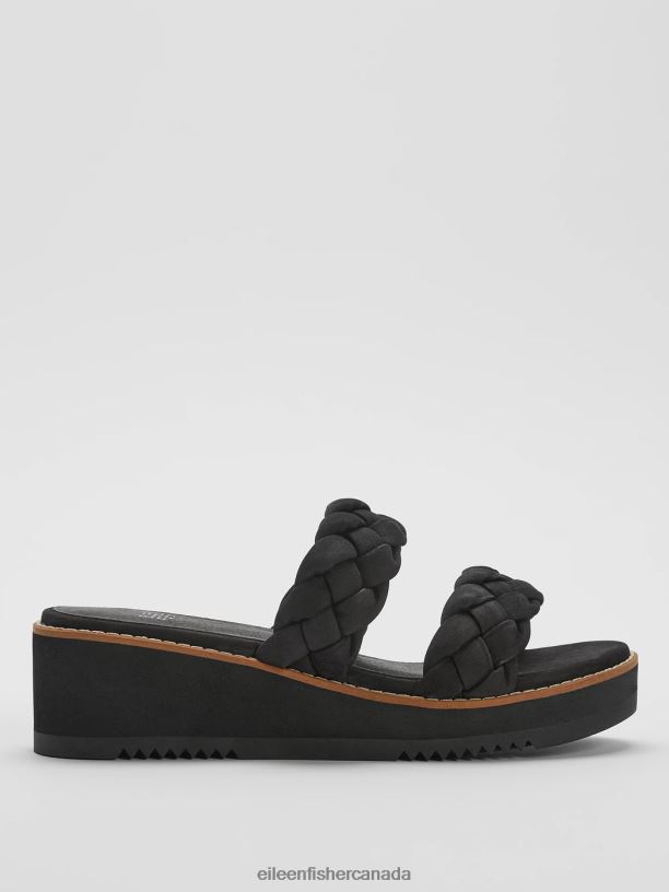 EILEEN FISHER Loop Platform Wedge Sandal Women BLACK Shoes 024FN1052