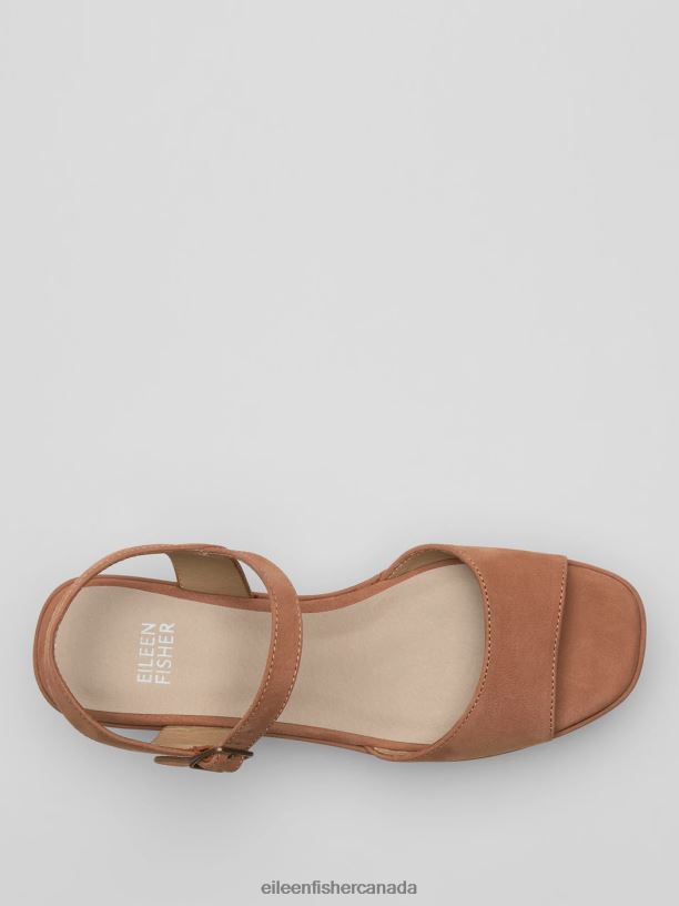EILEEN FISHER Mime Tumbled Nubuck Platform Sandal Women COGNAC Shoes 024FN1049