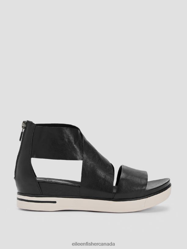 EILEEN FISHER Sport Tumbled Leather Sneaker Sandal Women BLACK Shoes 024FN1059